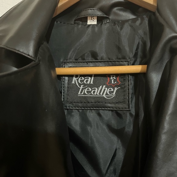 “Real Leather” Long Black Pu Leather Jacket For Women - Picture 2 of 3